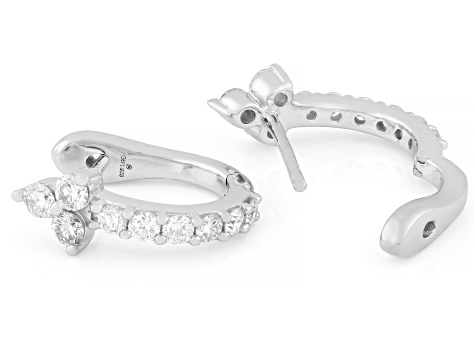 Round White Lab-Grown Diamond G-H VS Rhodium Over Sterling Silver Huggie Earrings 1.00ctw