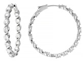 Round White Lab-Grown Diamond G-H VS Rhodium Over Sterling Silver Inside-Out Hoop Earrings 2.00ctw