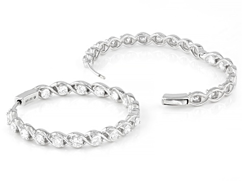 Round White Lab-Grown Diamond G-H VS Rhodium Over Sterling Silver Inside-Out Hoop Earrings 2.00ctw
