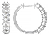 Round White Lab-Grown Diamond G-H VS Rhodium Over Sterling Silver Hoop Earrings 1.45ctw