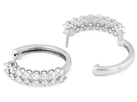 Round White Lab-Grown Diamond G-H VS Rhodium Over Sterling Silver Hoop Earrings 1.45ctw