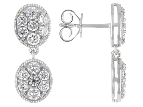 Round White Lab-Grown Diamond G-H VS Rhodium Over Sterling Silver Earrings 1.40ctw