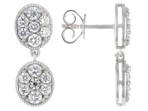 Round White Lab-Grown Diamond G-H VS Rhodium Over Sterling Silver Earrings 1.40ctw