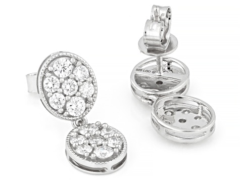 Round White Lab-Grown Diamond G-H VS Rhodium Over Sterling Silver Earrings 1.40ctw