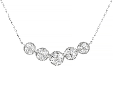 Round White Lab-Grown Diamond G-H VS Rhodium Over Sterling Silver Station Necklace 1.00ctw