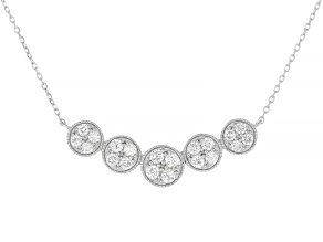 Round White Lab-Grown Diamond G-H VS Rhodium Over Sterling Silver Station Necklace 1.00ctw