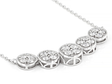 Round White Lab-Grown Diamond G-H VS Rhodium Over Sterling Silver Station Necklace 1.00ctw