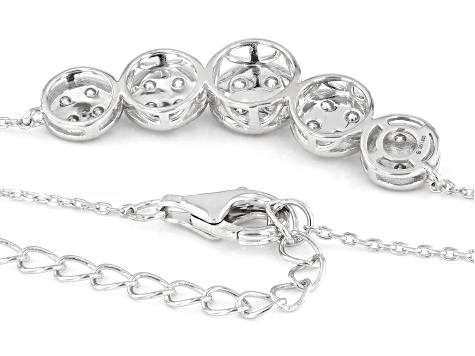 Round White Lab-Grown Diamond G-H VS Rhodium Over Sterling Silver Station Necklace 1.00ctw