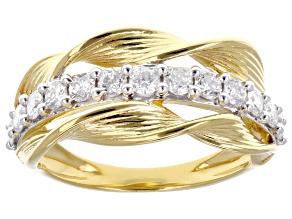 Round White Lab-Grown Diamond G-H VS 14K Yellow Gold Over Sterling Silver Ring 0.75ctw