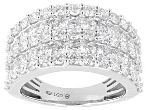 Round White Lab-Grown Diamond G-H VS Rhodium Over Sterling Silver Ring 3.00ctw