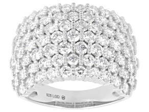 Round White Lab-Grown Diamond G-H VS Rhodium Over Sterling Silver Ring 3.00ctw