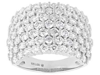 White Lab-Grown Diamond G-H Rhodium Over Sterling Silver Ring 1.00