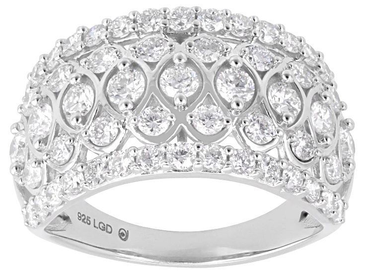 Round White Lab-Grown Diamond G-H VS Rhodium Over Sterling Silver Ring 1.75ctw