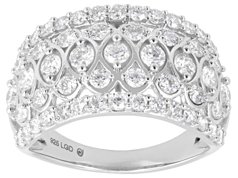 Round White Lab-Grown Diamond G-H VS Rhodium Over Sterling Silver Ring 1.75ctw