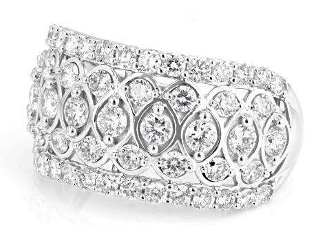 Round White Lab-Grown Diamond G-H VS Rhodium Over Sterling Silver Ring 1.75ctw