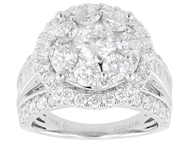 White Lab-Grown Diamond H SI2 10K White Gold Ring 4.00ctw