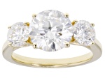 Certified White Lab-Grown Diamond E-F VS2 14K Yellow Gold 3-Stone Ring 4.00ctw