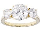 Certified White Lab-Grown Diamond E-F VS2 14K Yellow Gold 3-Stone Ring 4.00ctw