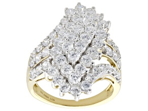 Round White Lab-Grown Diamond H SI 14K Yellow Gold Over Sterling Silver Ring 3.00ctw