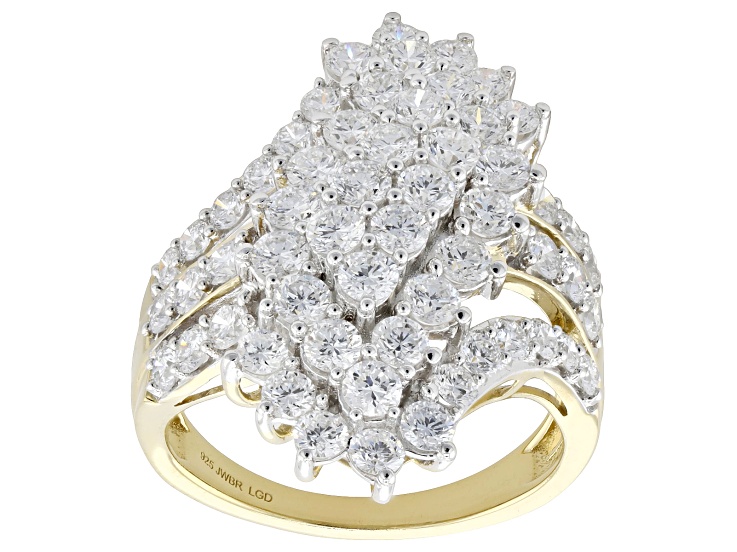 Round White Lab-Grown Diamond H SI 14K Yellow Gold Over Sterling Silver Ring 3.00ctw