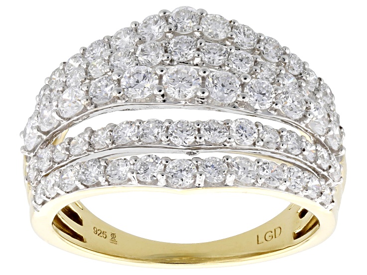 Round White Lab-Grown Diamond H SI 14K Yellow Gold Over Sterling Silver Ring 2.00ctw