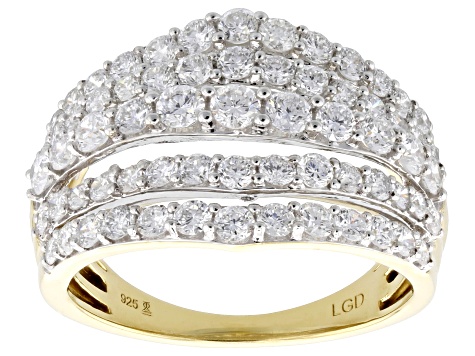 Round White Lab-Grown Diamond H SI 14K Yellow Gold Over Sterling Silver Ring 2.00ctw
