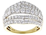 Round White Lab-Grown Diamond H SI 14K Yellow Gold Over Sterling Silver Ring 2.00ctw