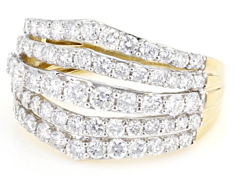 Round White Lab-Grown Diamond H SI 14K Yellow Gold Over Sterling Silver Ring 2.00ctw