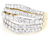 Round White Lab-Grown Diamond H SI 14K Yellow Gold Over Sterling Silver Ring 2.00ctw