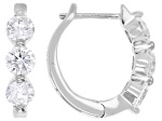 Round White Lab-Grown Diamond H SI Rhodium Over Sterling Silver Huggie Earrings 1.50ctw