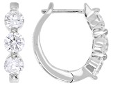 Round White Lab-Grown Diamond H SI Rhodium Over Sterling Silver Huggie Earrings 1.50ctw