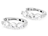 Round White Lab-Grown Diamond H SI Rhodium Over Sterling Silver Huggie Earrings 1.50ctw