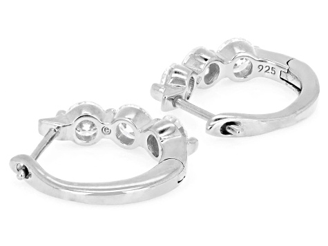 Round White Lab-Grown Diamond H SI Rhodium Over Sterling Silver Huggie Earrings 1.50ctw