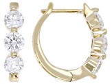 Round White Lab-Grown Diamond H SI 14K Yellow Gold Over Sterling Silver Huggie Earrings 1.50ctw