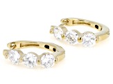 Round White Lab-Grown Diamond H SI 14K Yellow Gold Over Sterling Silver Huggie Earrings 1.50ctw