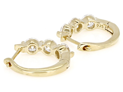 Round White Lab-Grown Diamond H SI 14K Yellow Gold Over Sterling Silver Huggie Earrings 1.50ctw