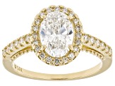 Certified Oval and Round White Lab-Grown Diamond H SI2 14K Yellow Gold Halo Ring 1.90ctw