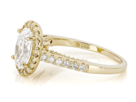 Certified Oval and Round White Lab-Grown Diamond H SI2 14K Yellow Gold Halo Ring 1.90ctw