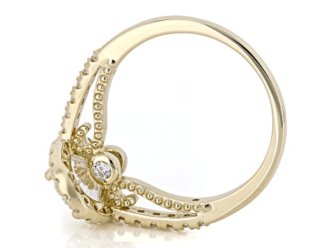 Certified Oval and Round White Lab-Grown Diamond H SI2 14K Yellow Gold Halo Ring 1.90ctw