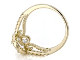 Certified Oval and Round White Lab-Grown Diamond H SI2 14K Yellow Gold Halo Ring 1.90ctw