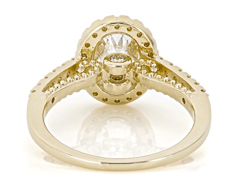 Certified Oval and Round White Lab-Grown Diamond H SI2 14K Yellow Gold Halo Ring 1.90ctw