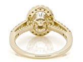 Certified Oval and Round White Lab-Grown Diamond H SI2 14K Yellow Gold Halo Ring 1.90ctw