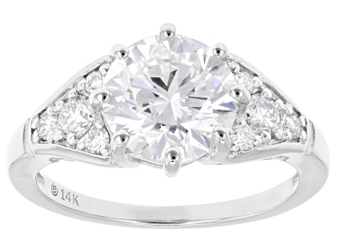 Certified Round White Lab-Grown Diamond H SI2 14K White Gold Ring 2.85ctw