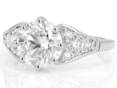 Certified Round White Lab-Grown Diamond H SI2 14K White Gold Ring 2.85ctw