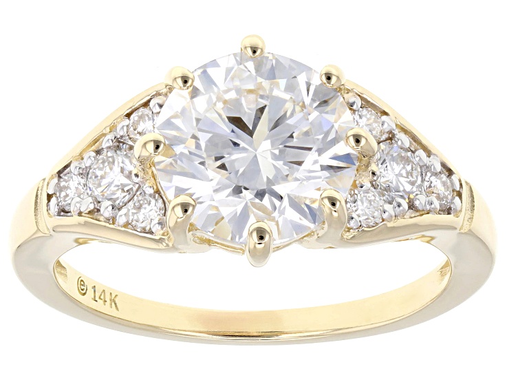 Certified Round White Lab-Grown Diamond H SI2 14K Yellow Gold Ring 2.85ctw