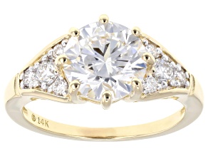 Certified Round White Lab-Grown Diamond H SI2 14K Yellow Gold Ring 2.85ctw