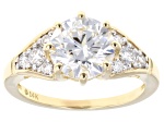 Certified Round White Lab-Grown Diamond H SI2 14K Yellow Gold Ring 2.85ctw