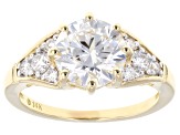 Certified Round White Lab-Grown Diamond H SI2 14K Yellow Gold Ring 2.85ctw