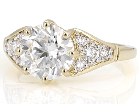 Certified Round White Lab-Grown Diamond H SI2 14K Yellow Gold Ring 2.85ctw