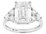Certified Emerald Cut and Round White Lab-Grown Diamond H SI2 14K White Gold Ring 5.25ctw
